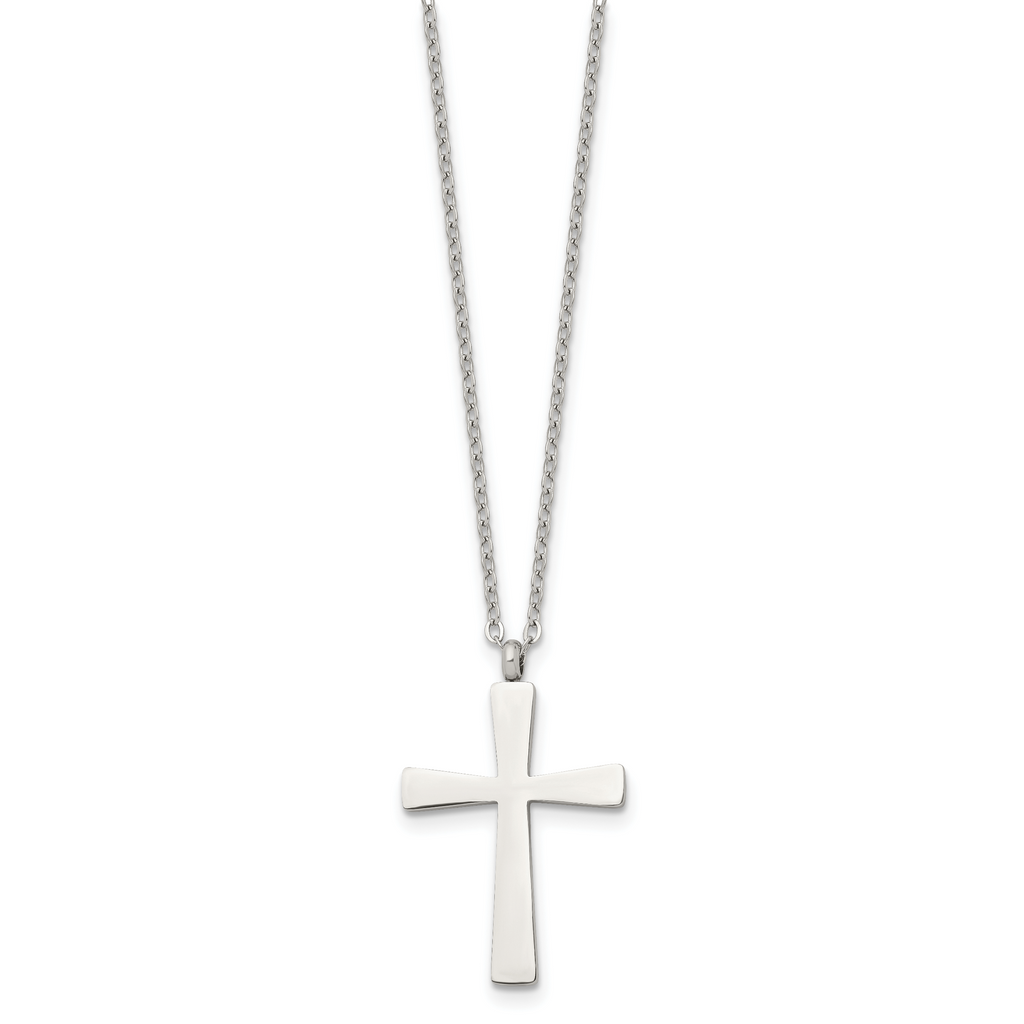Large Cross Pendant Necklace in Stainless Steel