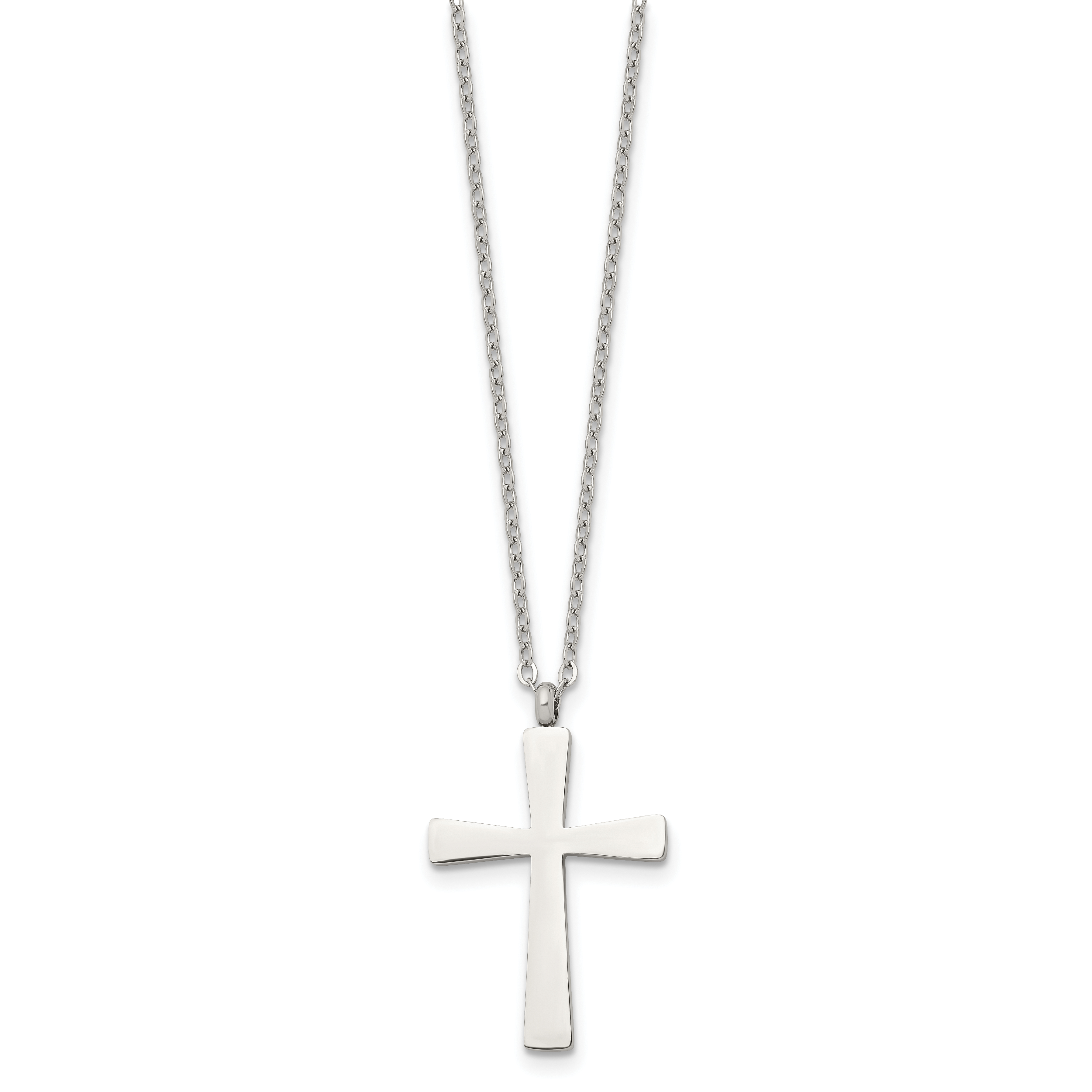 Large Cross Pendant Necklace in Stainless Steel