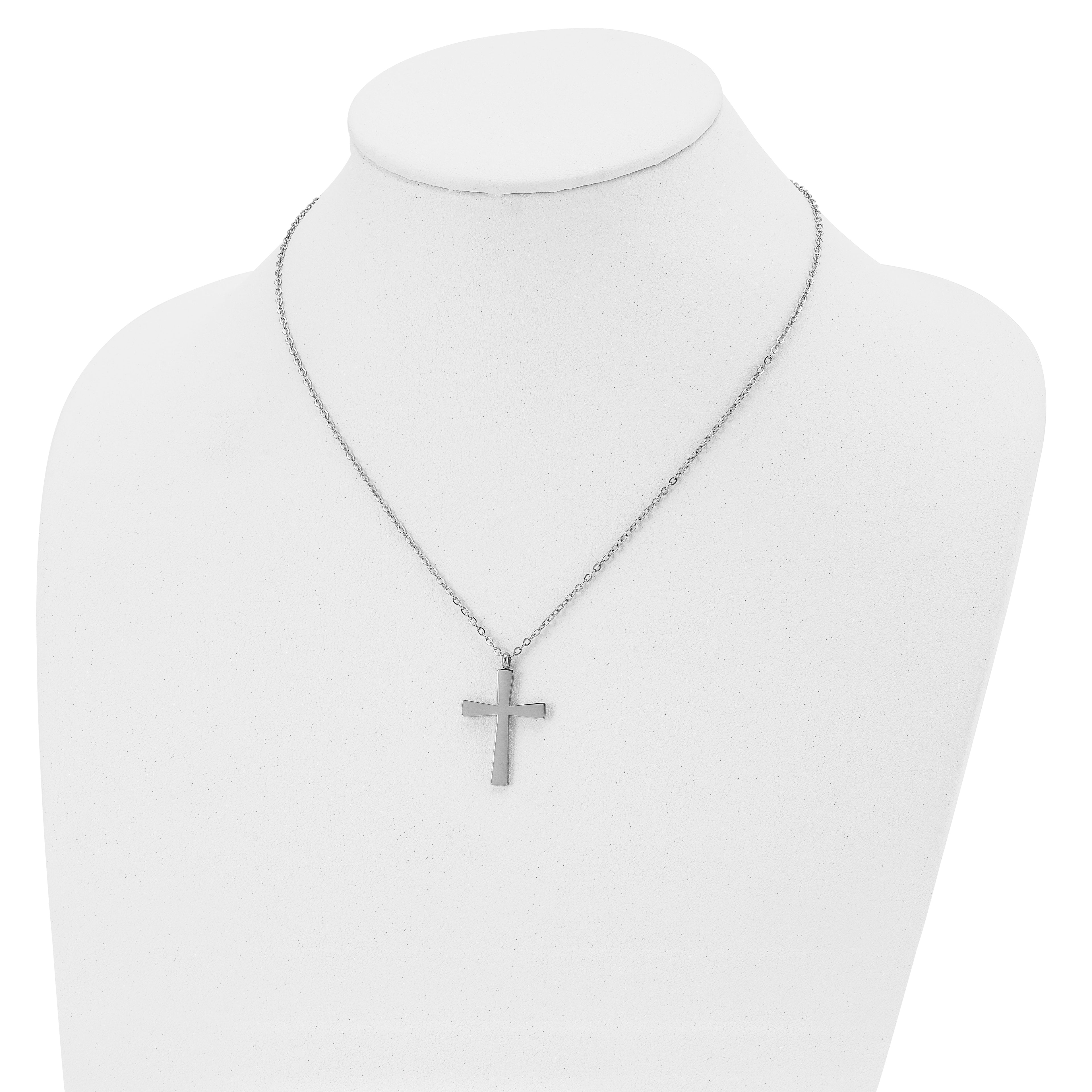 Large Cross Pendant Necklace in Stainless Steel