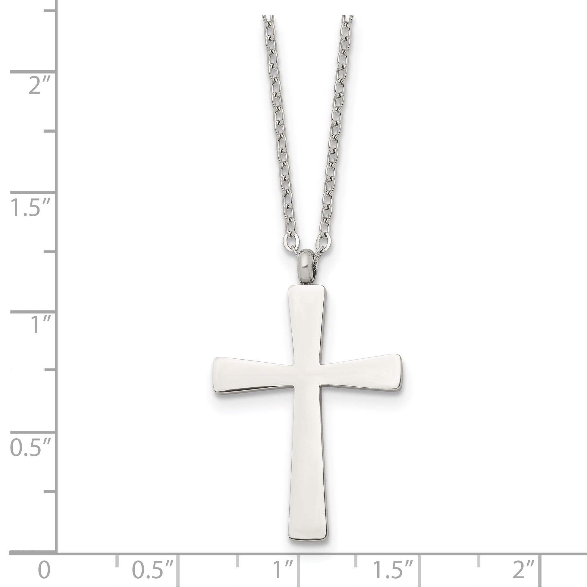 Chisel Stainless Steel Polished Large Cross Pendant on an 18 inch Cable Chain Necklace