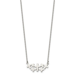 Stainless Steel Brushed and Polished Multi Cross 17.5in Necklace