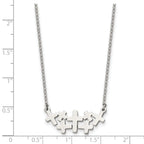 Stainless Steel Brushed and Polished Multi Cross 17.5in Necklace