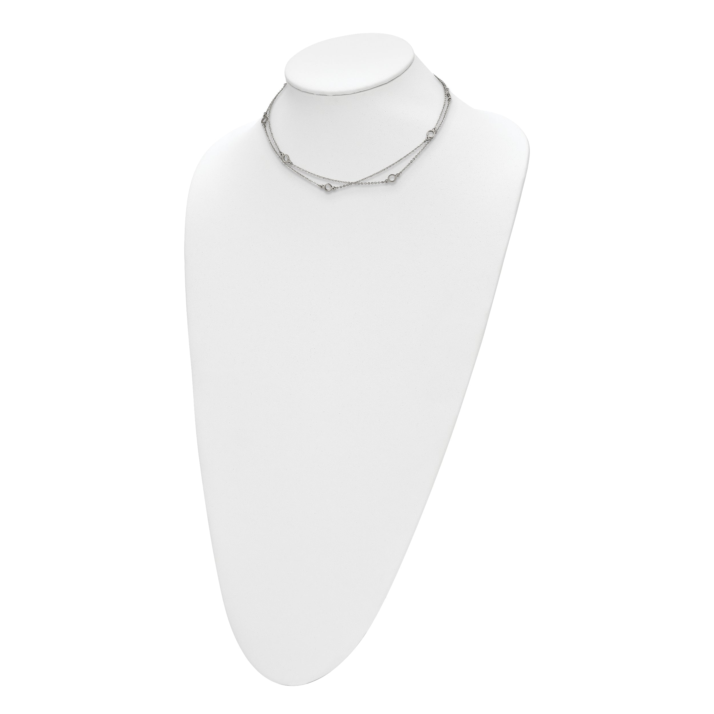 Stainless Steel Polished Two Strand 15.75in w/2in ext Necklace