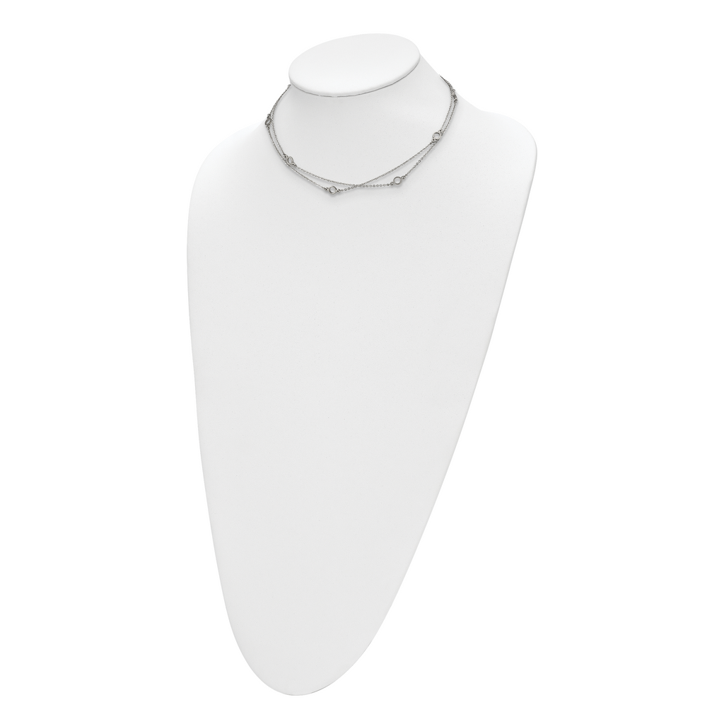Stainless Steel Polished Two Strand 15.75in w/2in ext Necklace