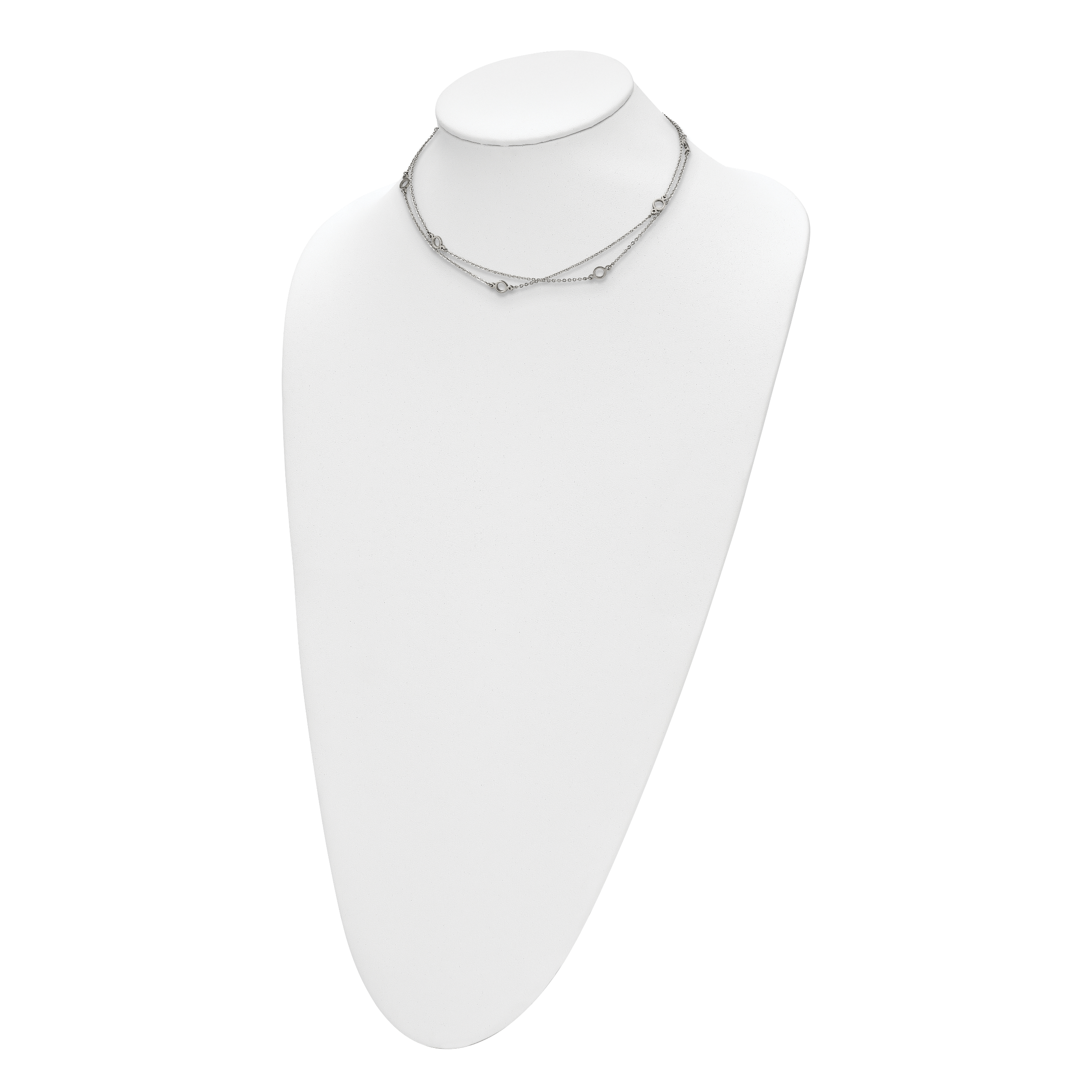 Stainless Steel Polished Two Strand 15.75in w/2in ext Necklace