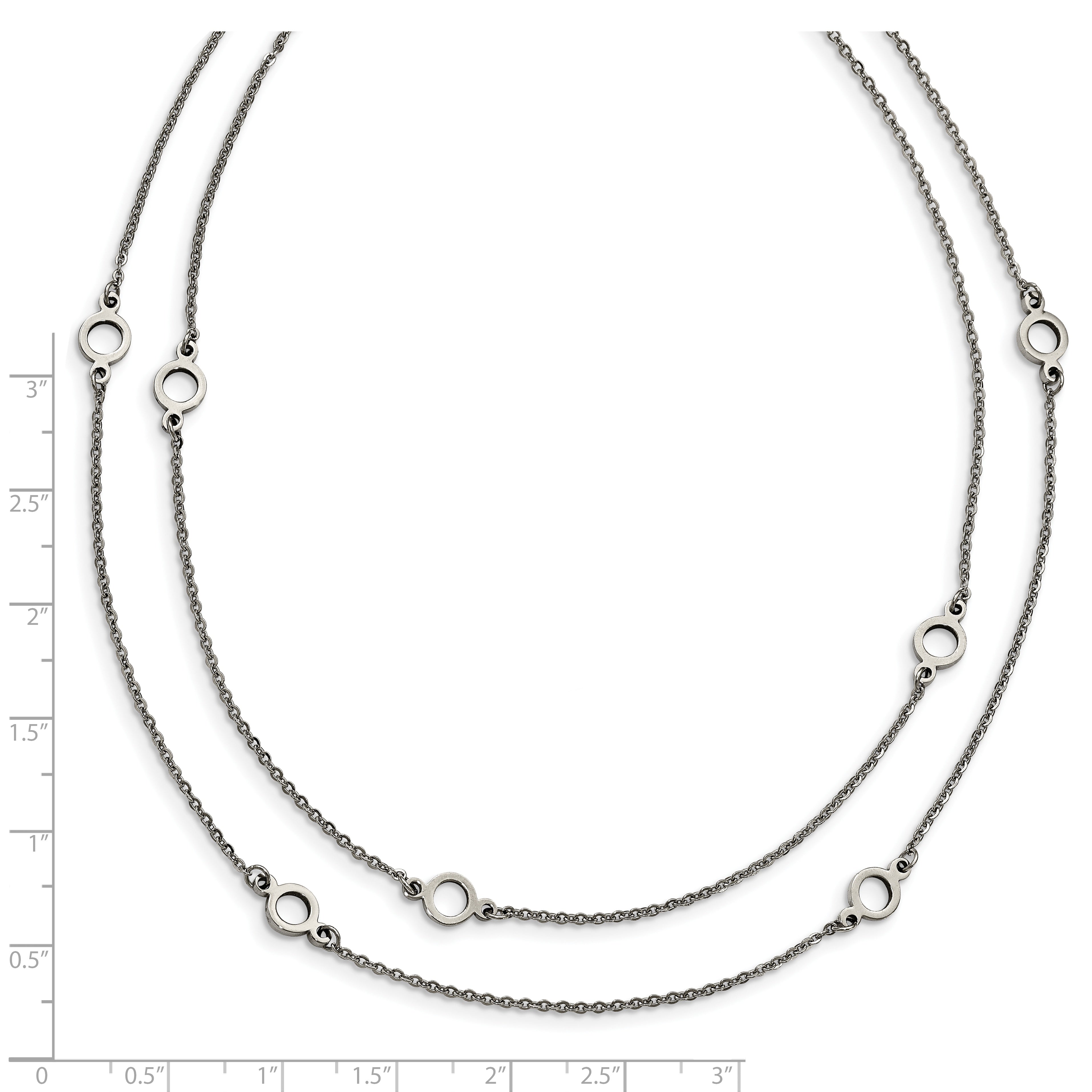 Stainless Steel Polished Two Strand 15.75in w/2in ext Necklace