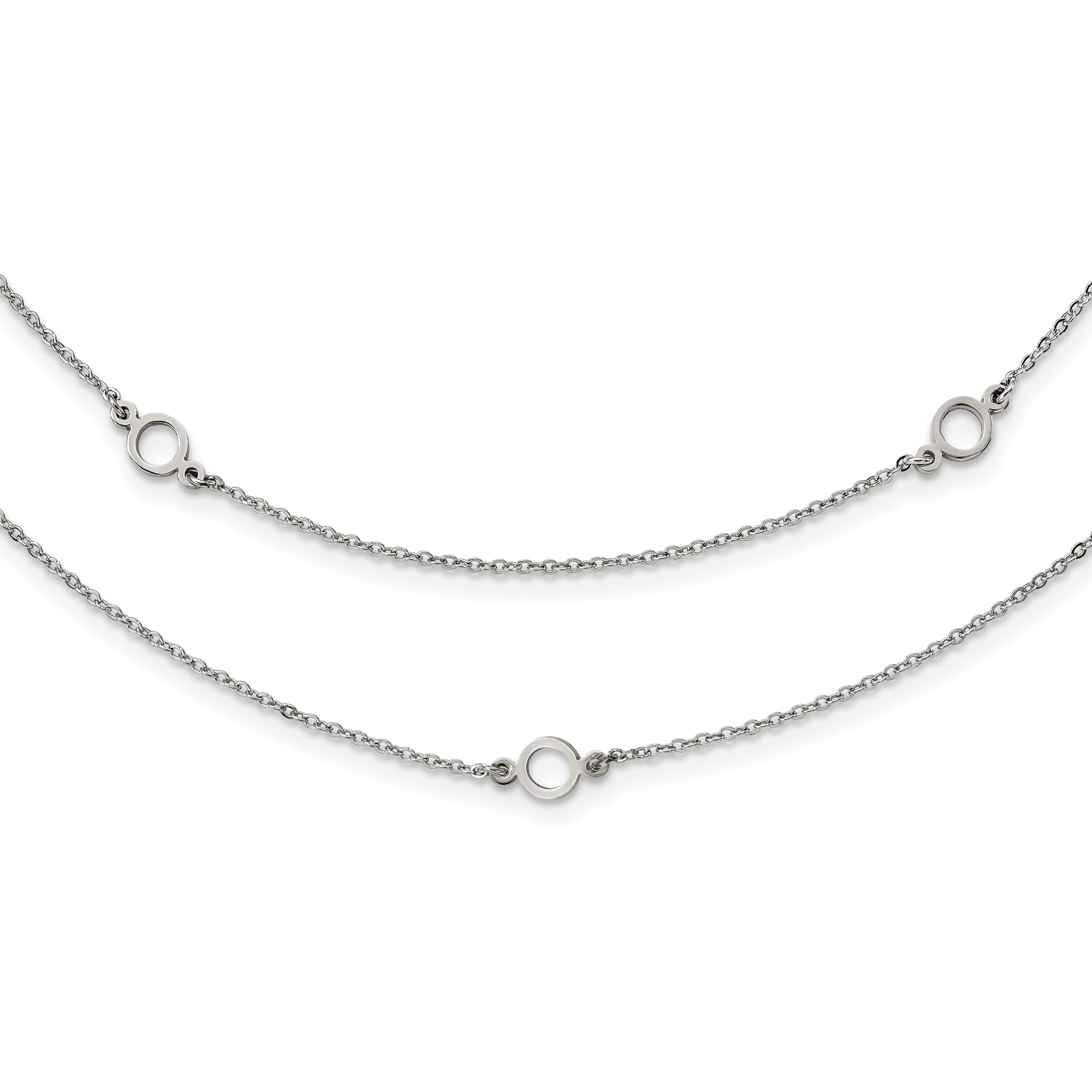 Stainless Steel Polished Two Strand 15.75in w/2in ext Necklace Main image