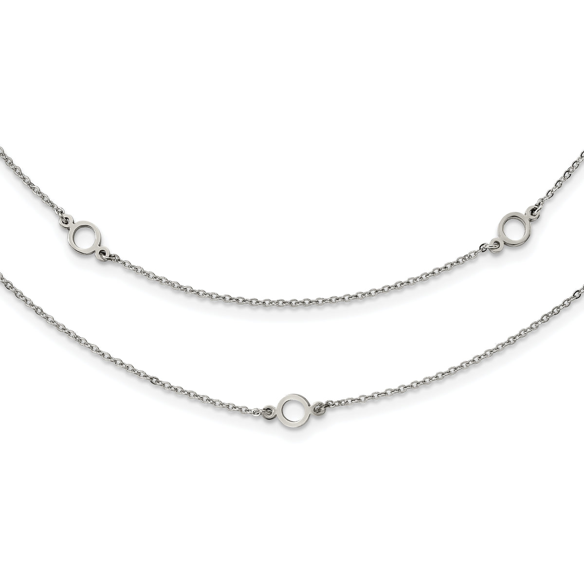 Stainless Steel Polished Two Strand 15.75in w/2in ext Necklace