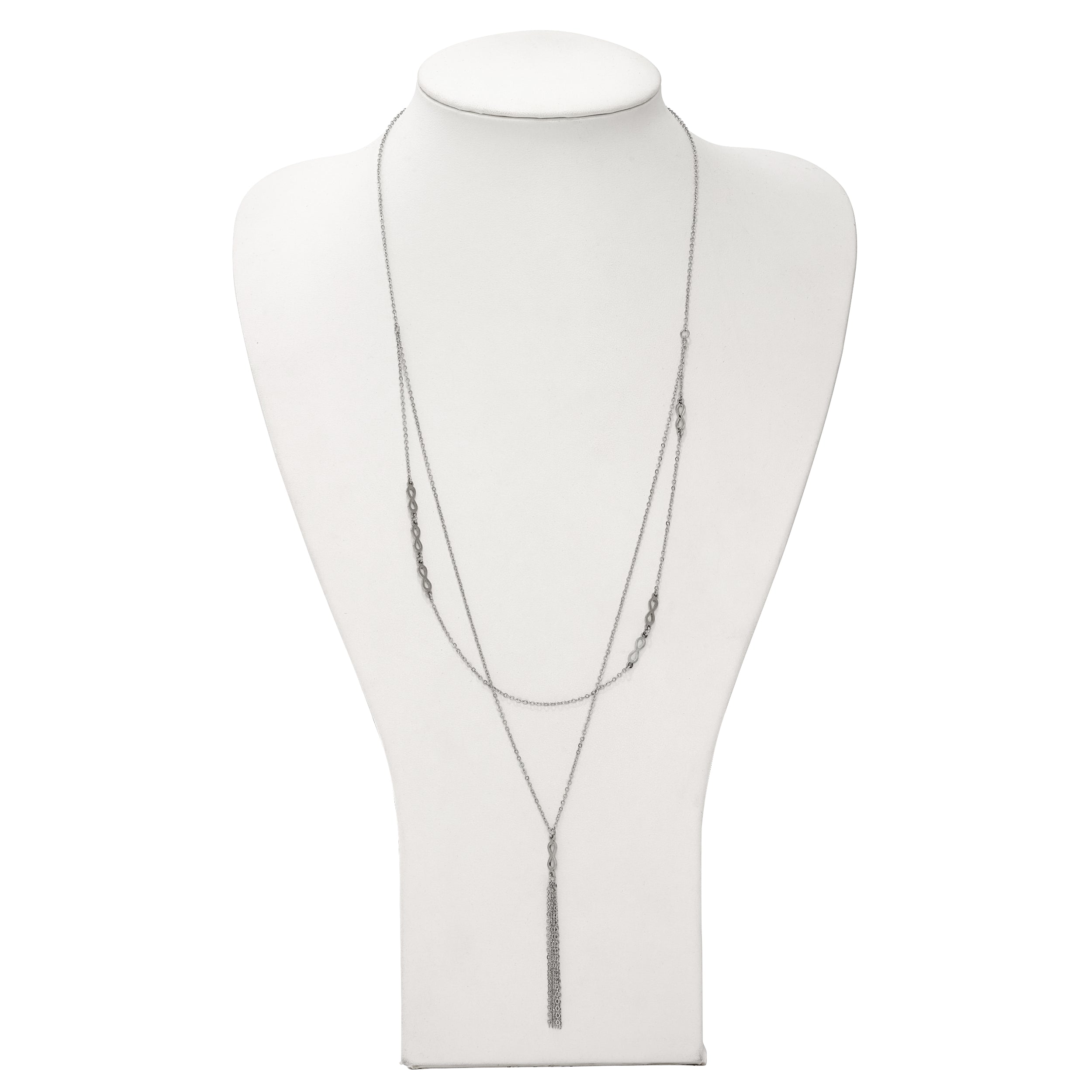 Chisel Stainless Steel Polished Infinity Multi Strand 28 inch with a 2 inch Extension Necklace