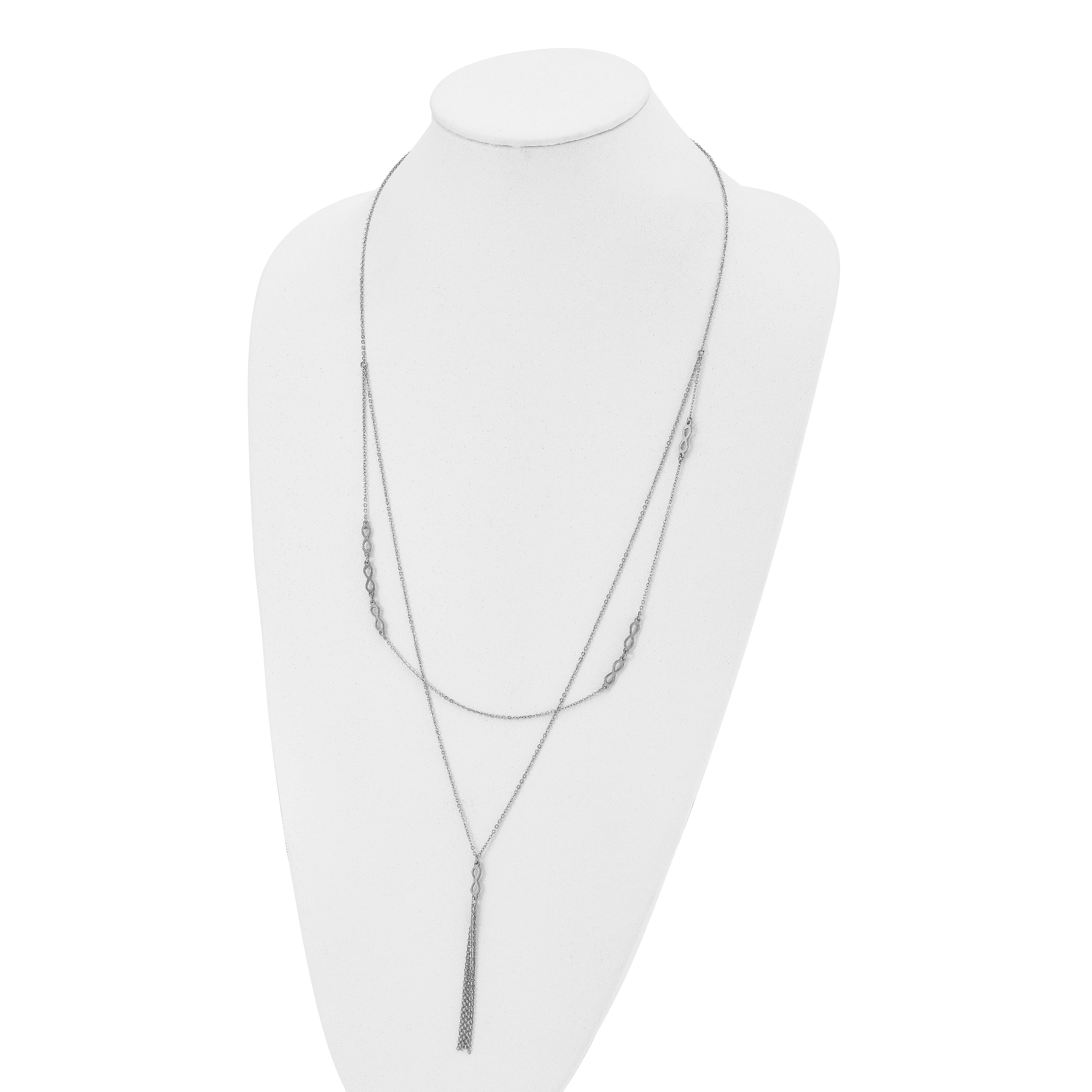 Chisel Stainless Steel Polished Infinity Multi Strand 28 inch with a 2 inch Extension Necklace