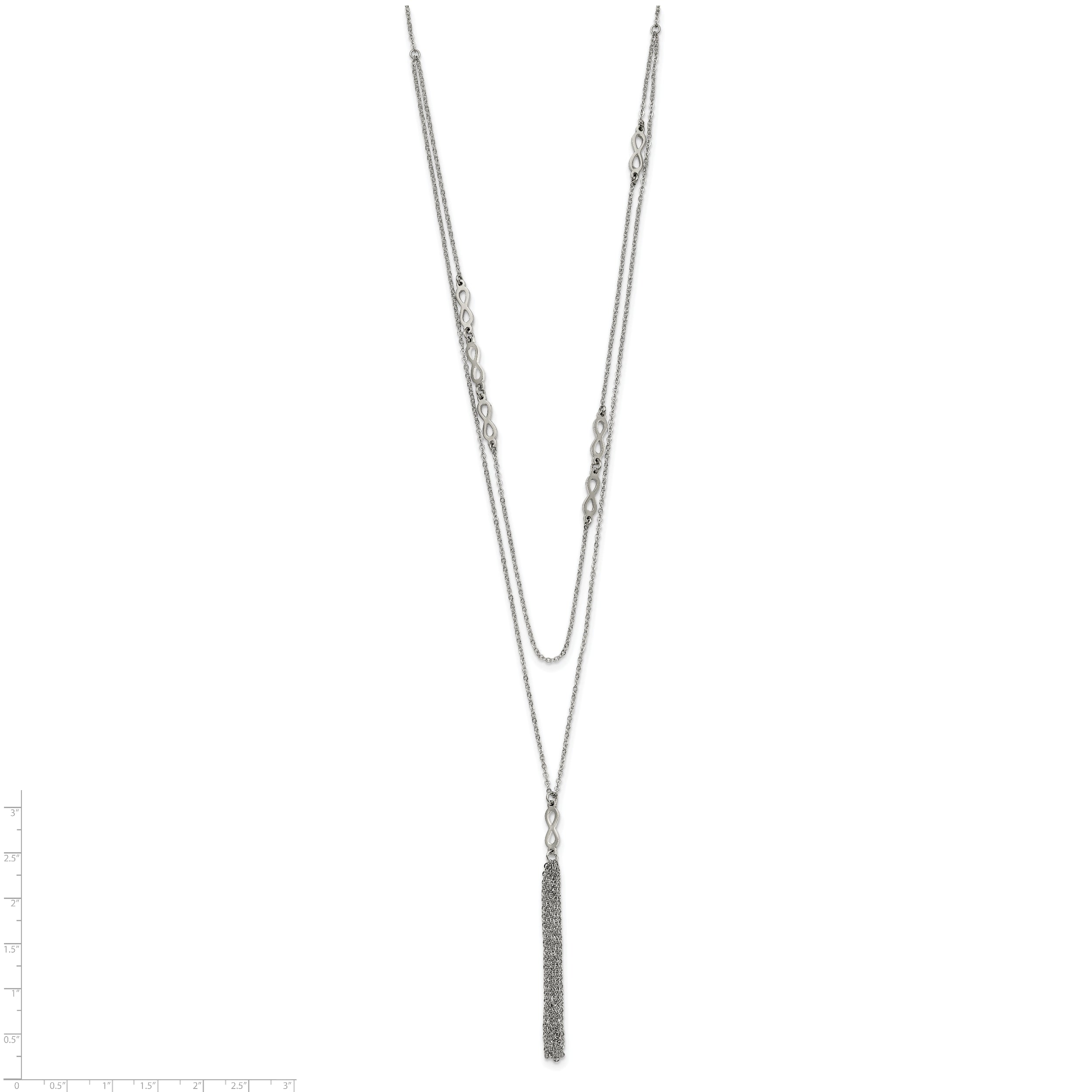 Chisel Stainless Steel Polished Infinity Multi Strand 28 inch with a 2 inch Extension Necklace