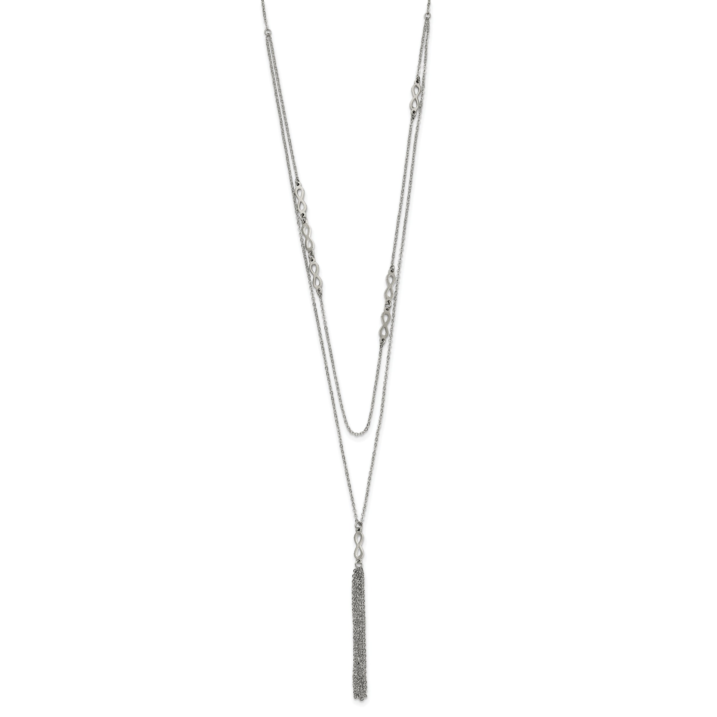 Chisel Stainless Steel Polished Infinity Multi Strand 28 inch with a 2 inch Extension Necklace