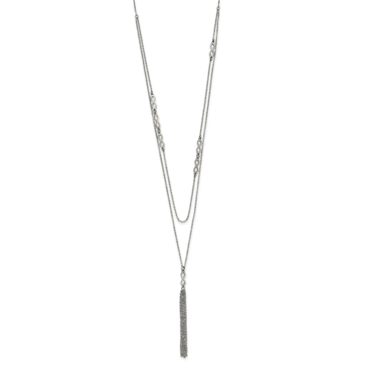 Chisel Stainless Steel Polished Infinity Multi Strand 28 inch with a 2 inch Extension Necklace