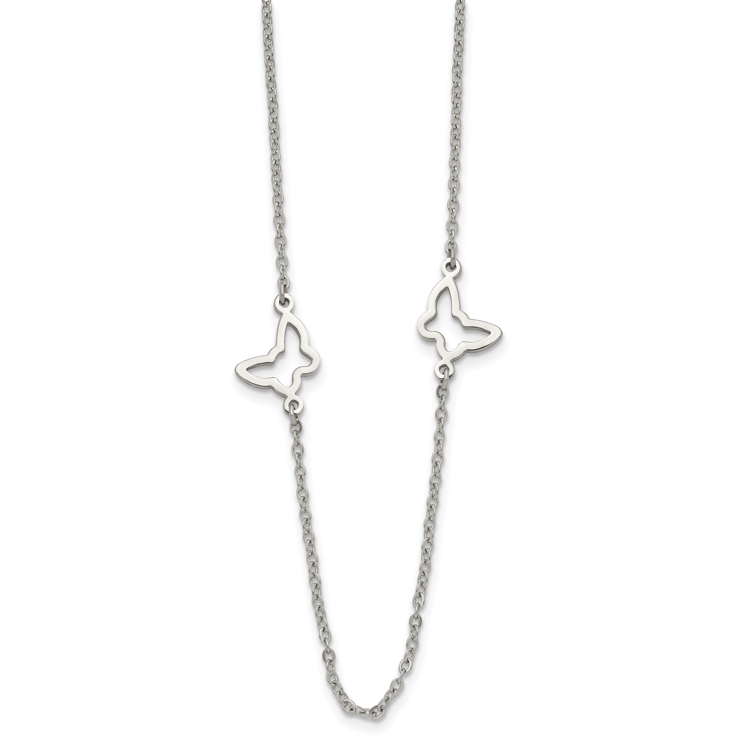 Polished Butterflies Necklace in Stainless Steel Secondary image