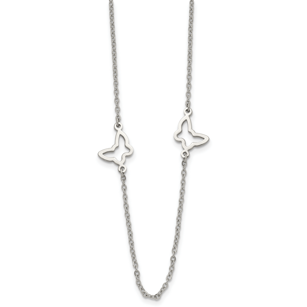 Polished Butterflies Necklace in Stainless Steel