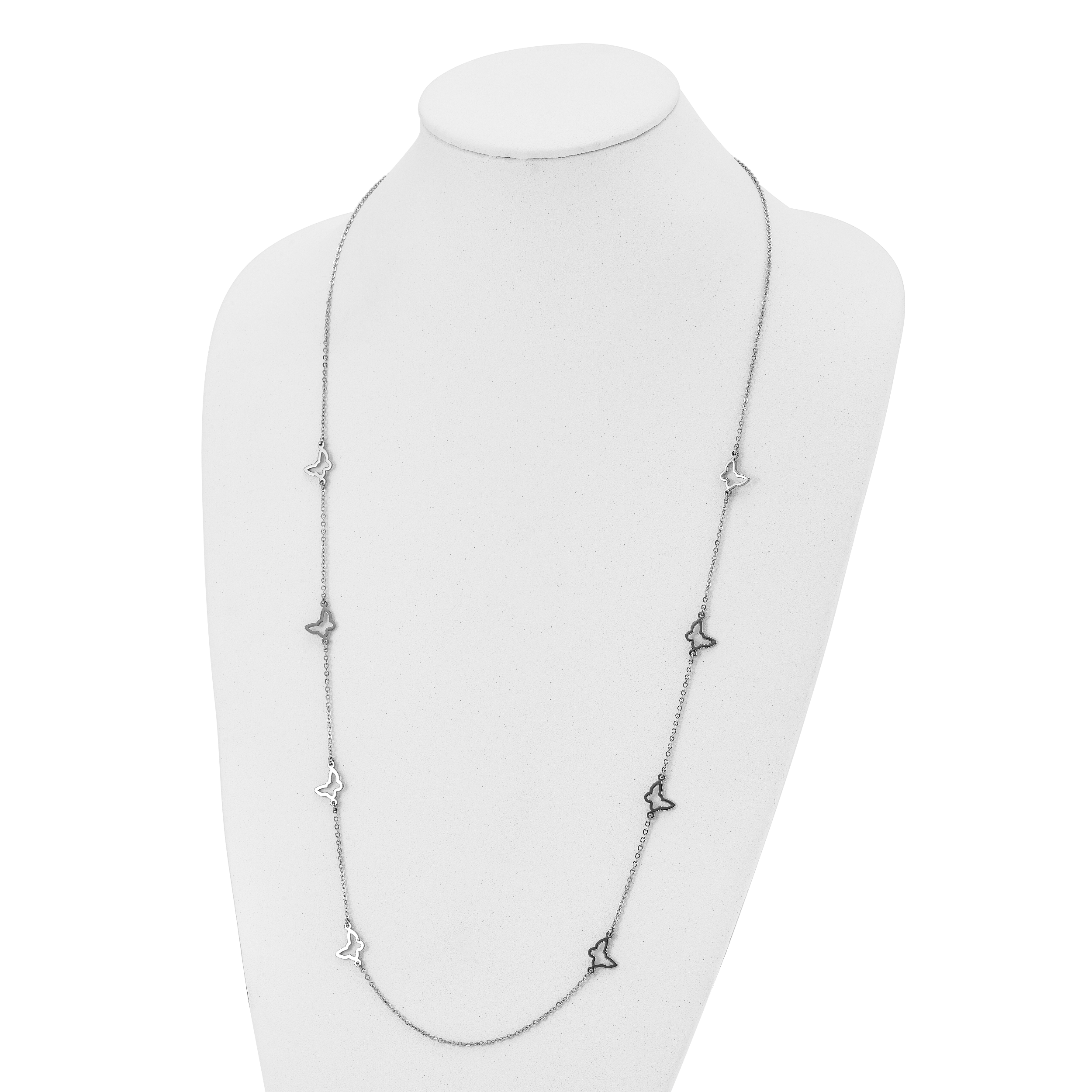 Polished Butterflies Necklace in Stainless Steel