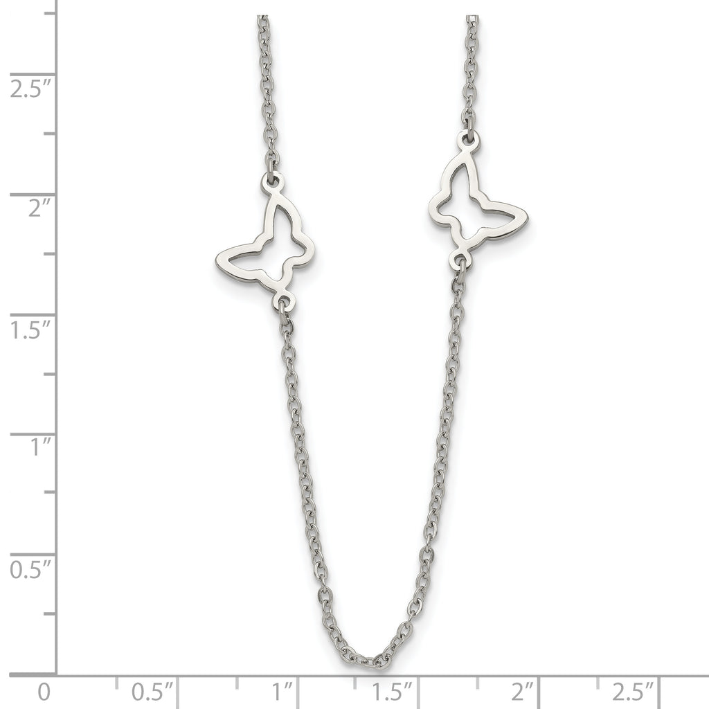 Polished Butterflies Necklace in Stainless Steel