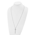 Chisel Stainless Steel Polished Long Cross Pendant on a 30 inch Cable Chain Necklace