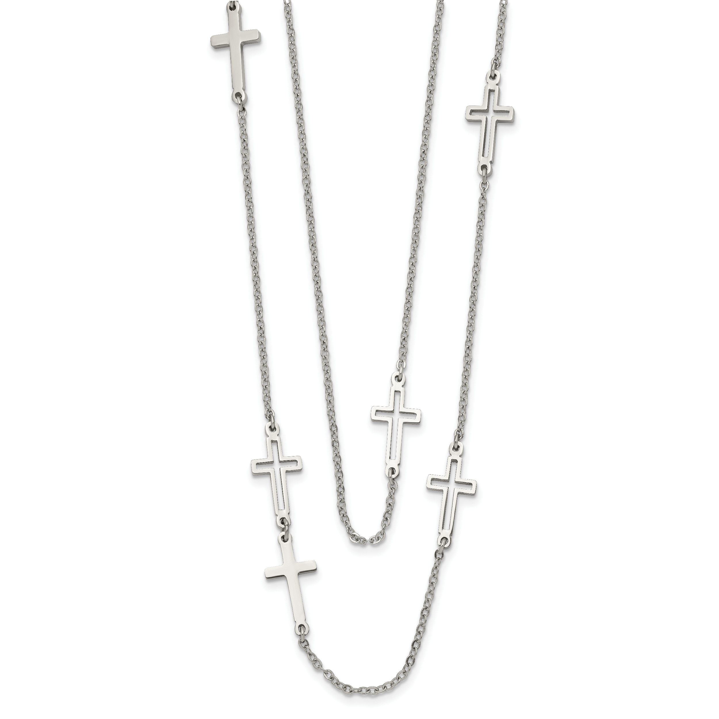 Two-Strand Cross Necklace in Stainless Steel Secondary image