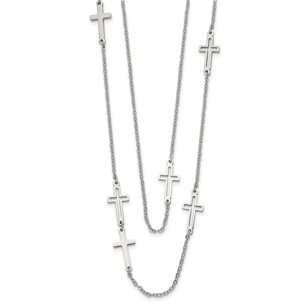 Two-Strand Cross Necklace in Stainless Steel