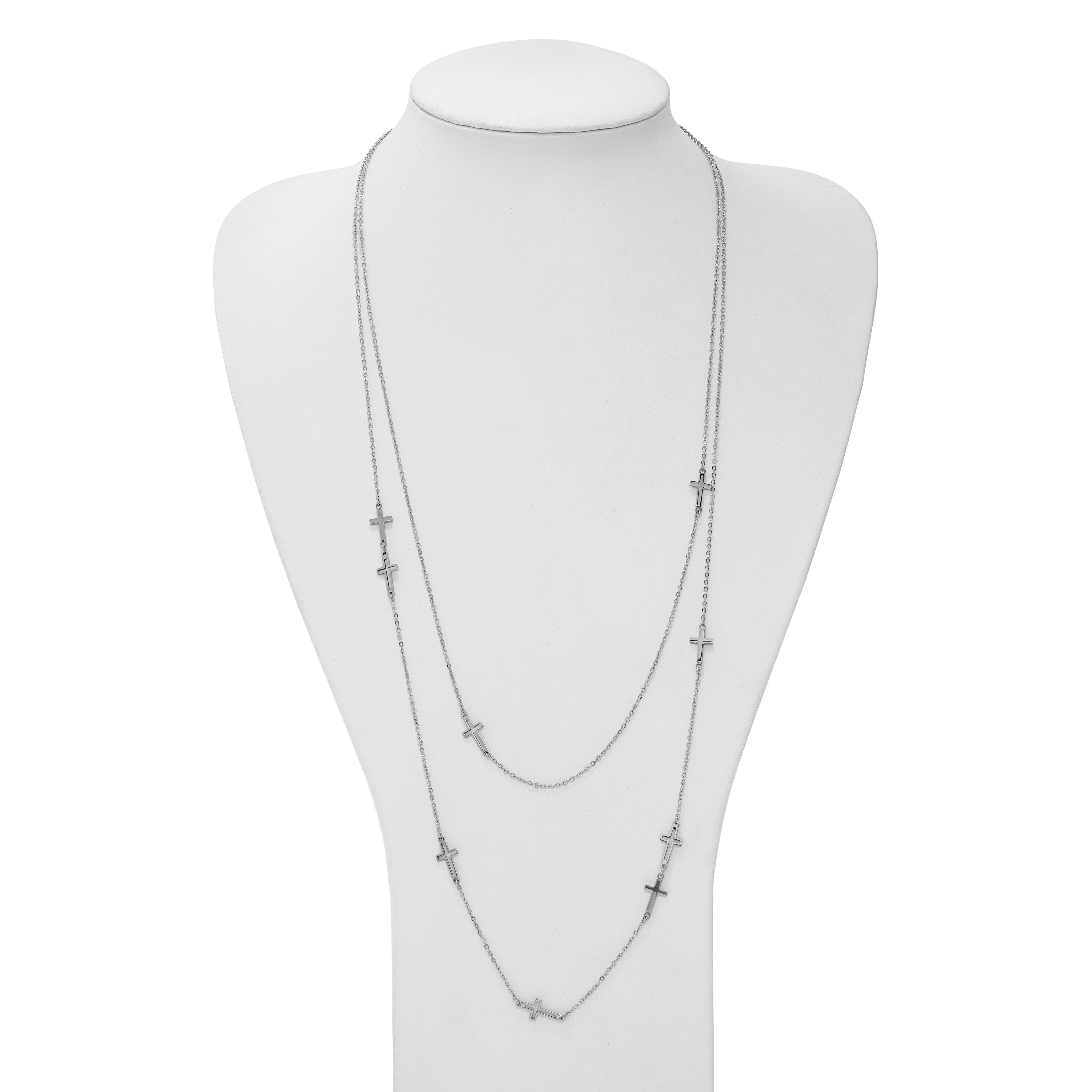 Two-Strand Cross Necklace in Stainless Steel