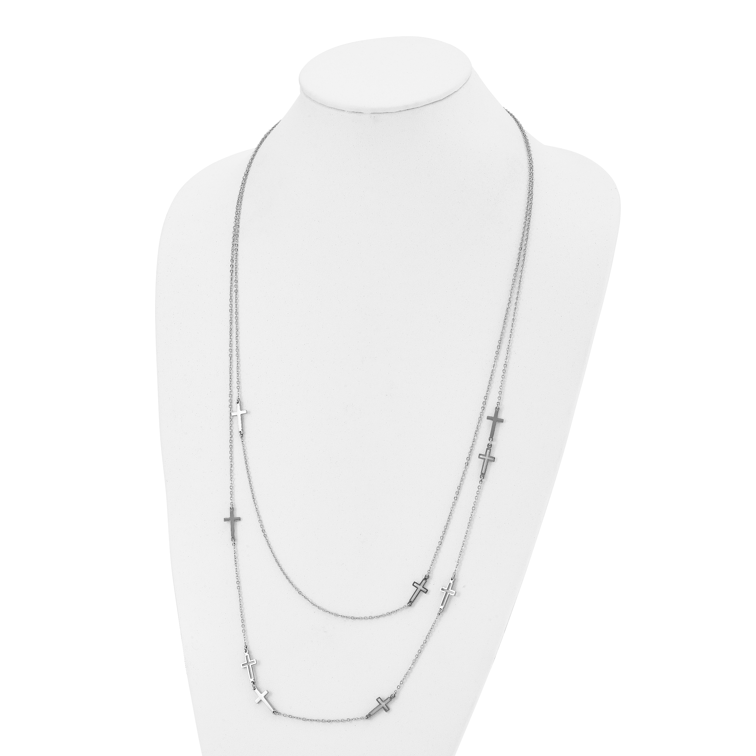 Two-Strand Cross Necklace in Stainless Steel