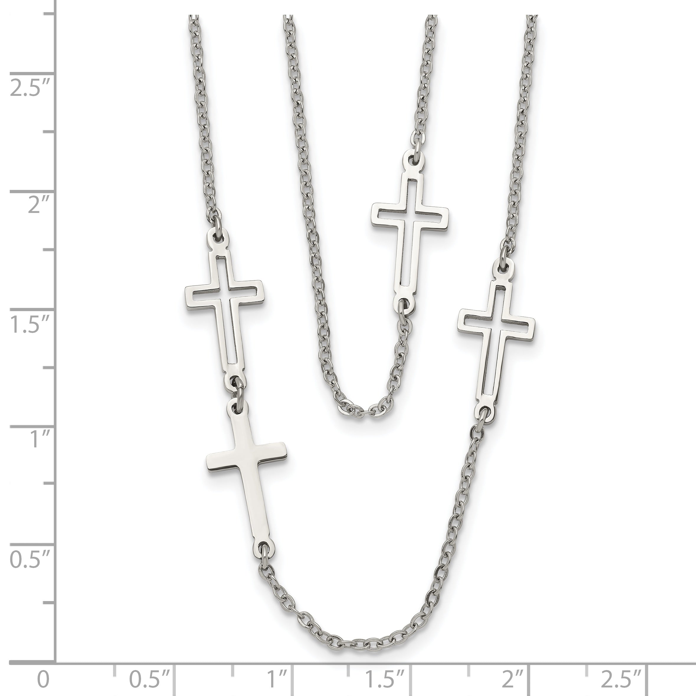 Two-Strand Cross Necklace in Stainless Steel