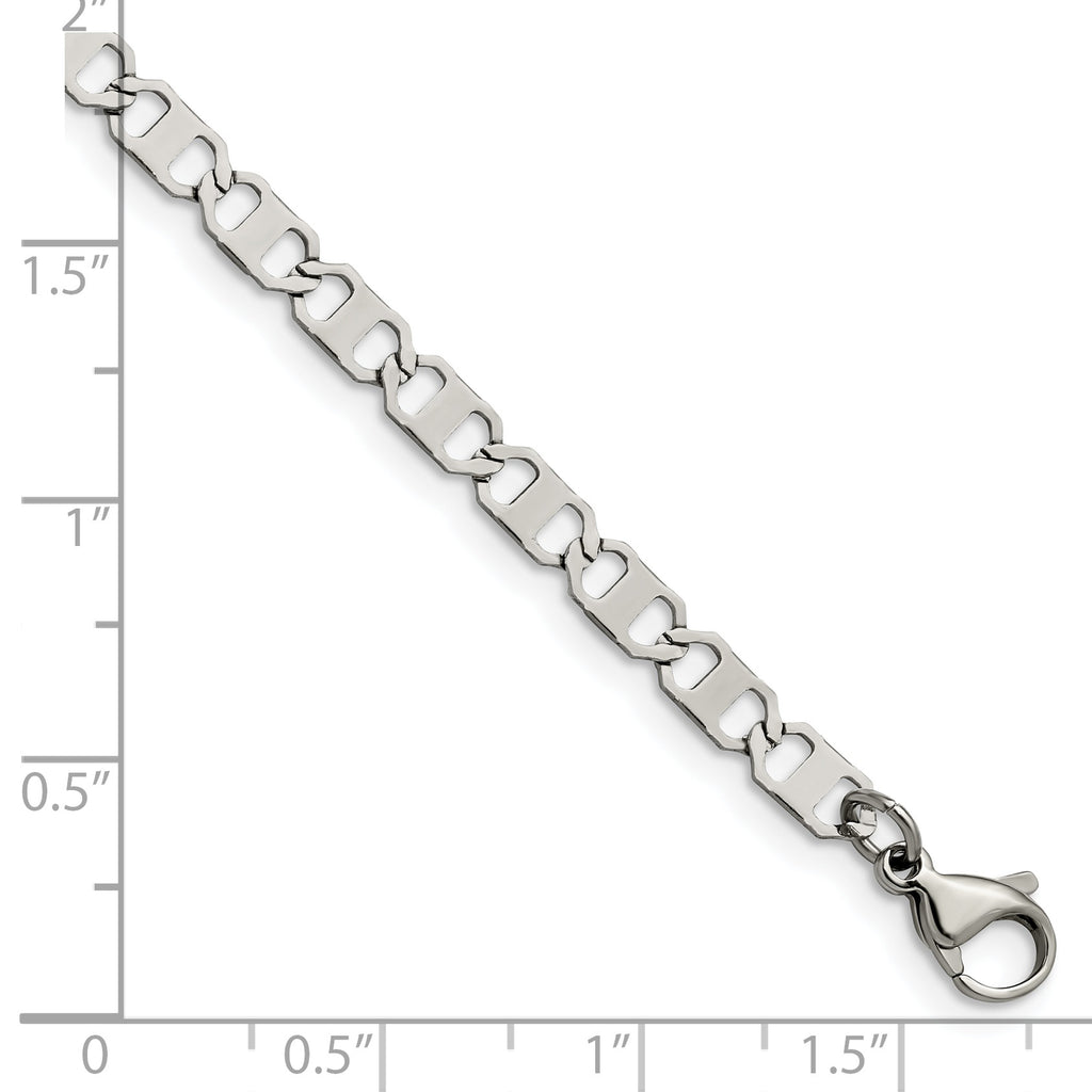 Polished Anchor Chain Bracelet in Stainless Steel, 5mm