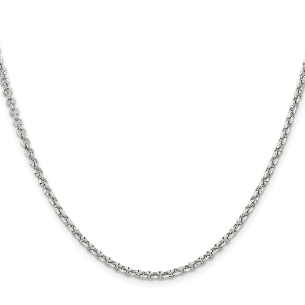 Polished Rolo Chain Necklace in Stainless Steel, 3.2mm