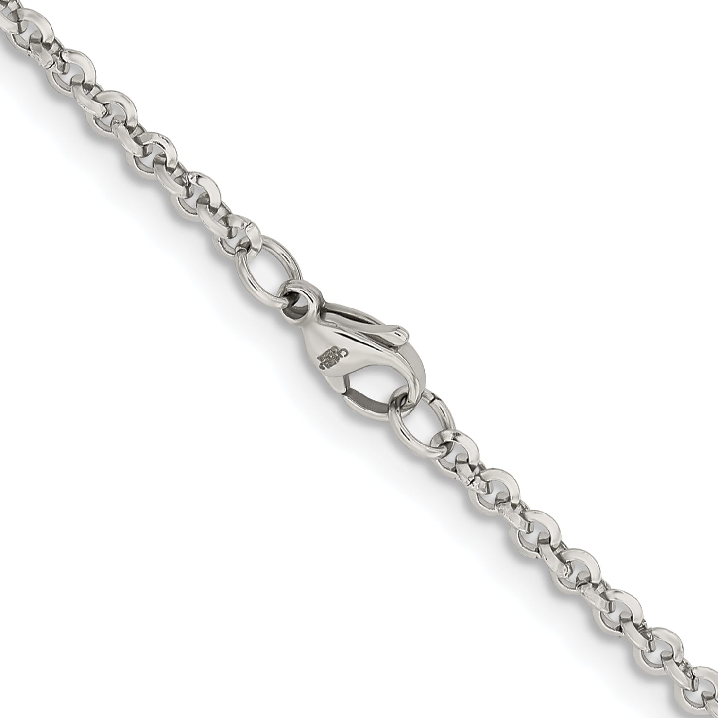 Polished Rolo Chain Necklace in Stainless Steel, 3.2mm