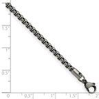 Antiqued Rounded Box Chain Bracelet in Stainless Steel, 3.9mm