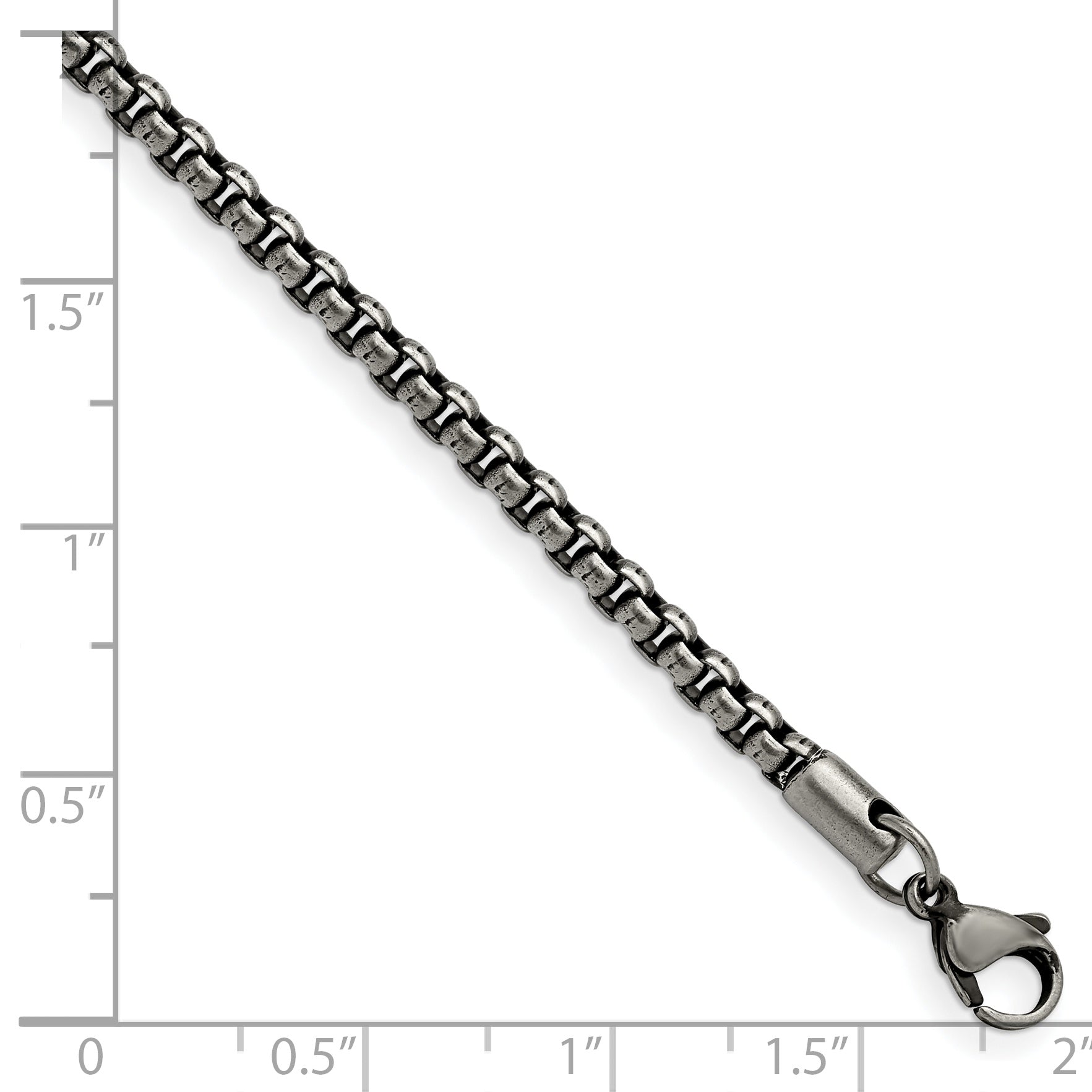 Antiqued Rounded Box Chain Bracelet in Stainless Steel, 3.9mm