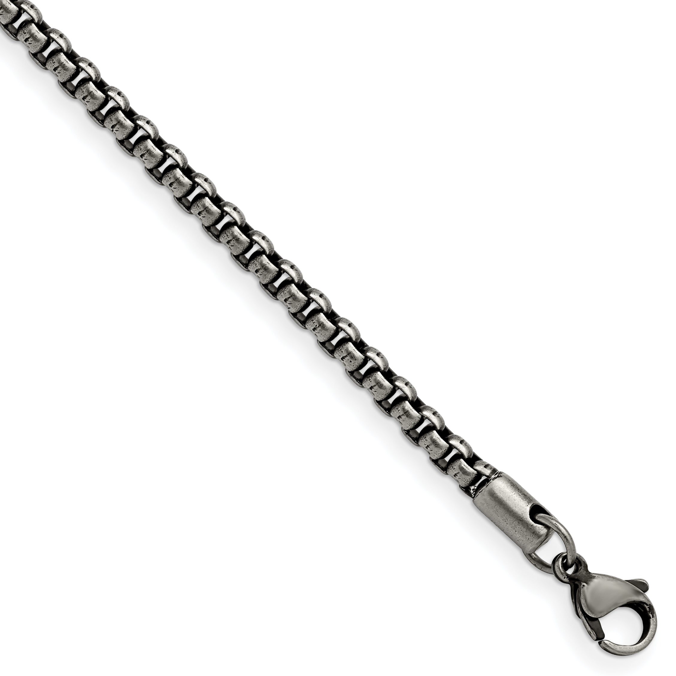 Chisel Stainless Steel Antiqued and Polished 3.9mm 8.5 inch Rounded Box Chain Main image