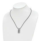 Cylinder Pendant Necklace in Stainless Steel & Leather