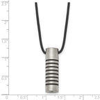 Cylinder Pendant Necklace in Stainless Steel & Leather