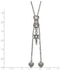 Sophia Jewelers Gothic Hearts & Sword CZ Adjustable Stainless Steel Necklace