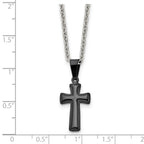 Black Pillow Cross Pendant Necklace in Stainless Steel