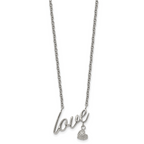 Polished & Textured LOVE Necklace in Stainless Steel