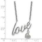 Polished & Textured LOVE Necklace in Stainless Steel
