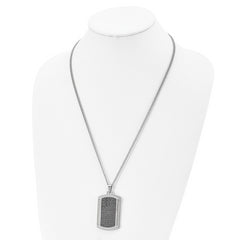 Chisel Stainless Steel Brushed and Polished Black IP-plated Dog Tag on a 24 inch Curb Chain Necklace