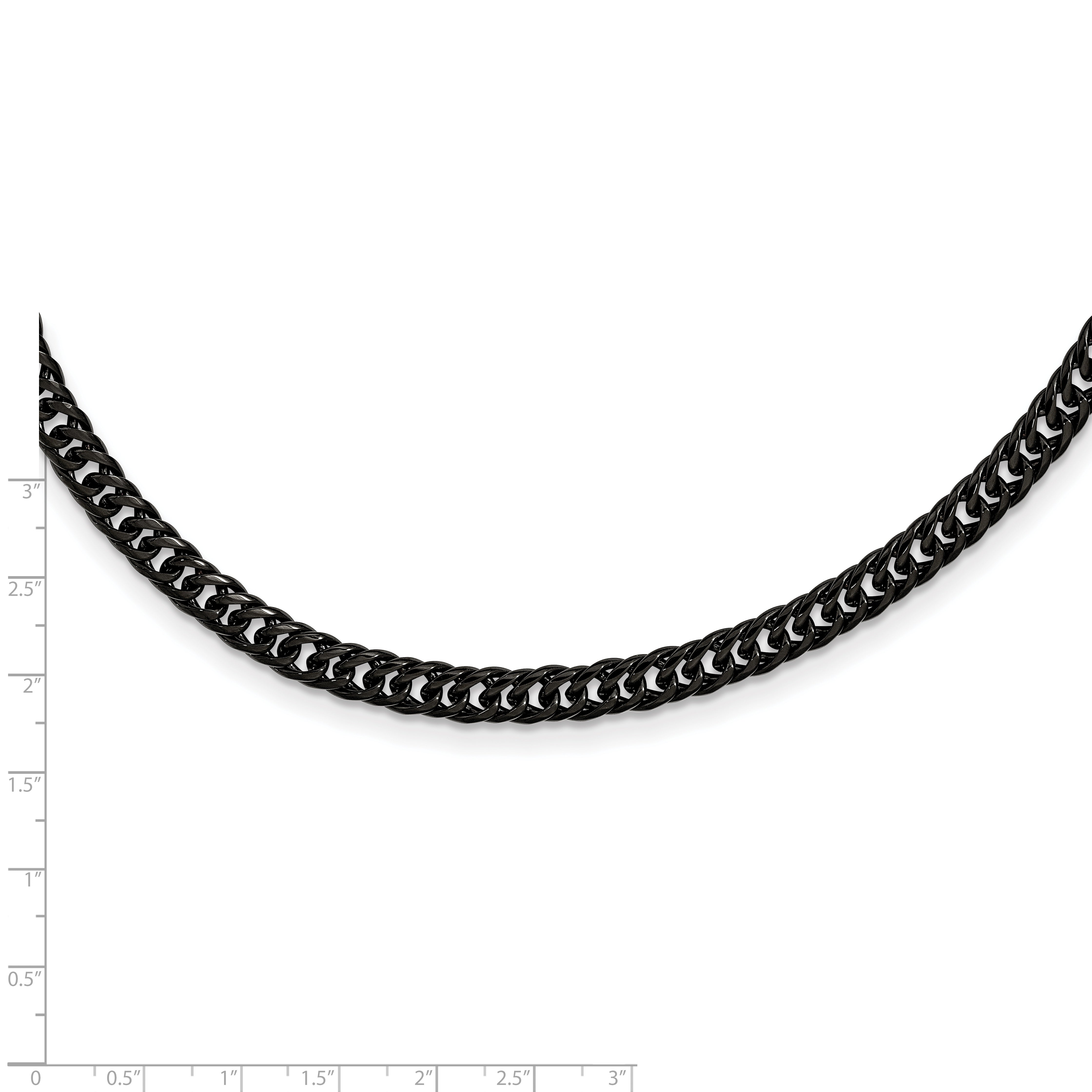 Chisel Stainless Steel Polished Black IP-plated 24 inch Double Curb Chain Necklace