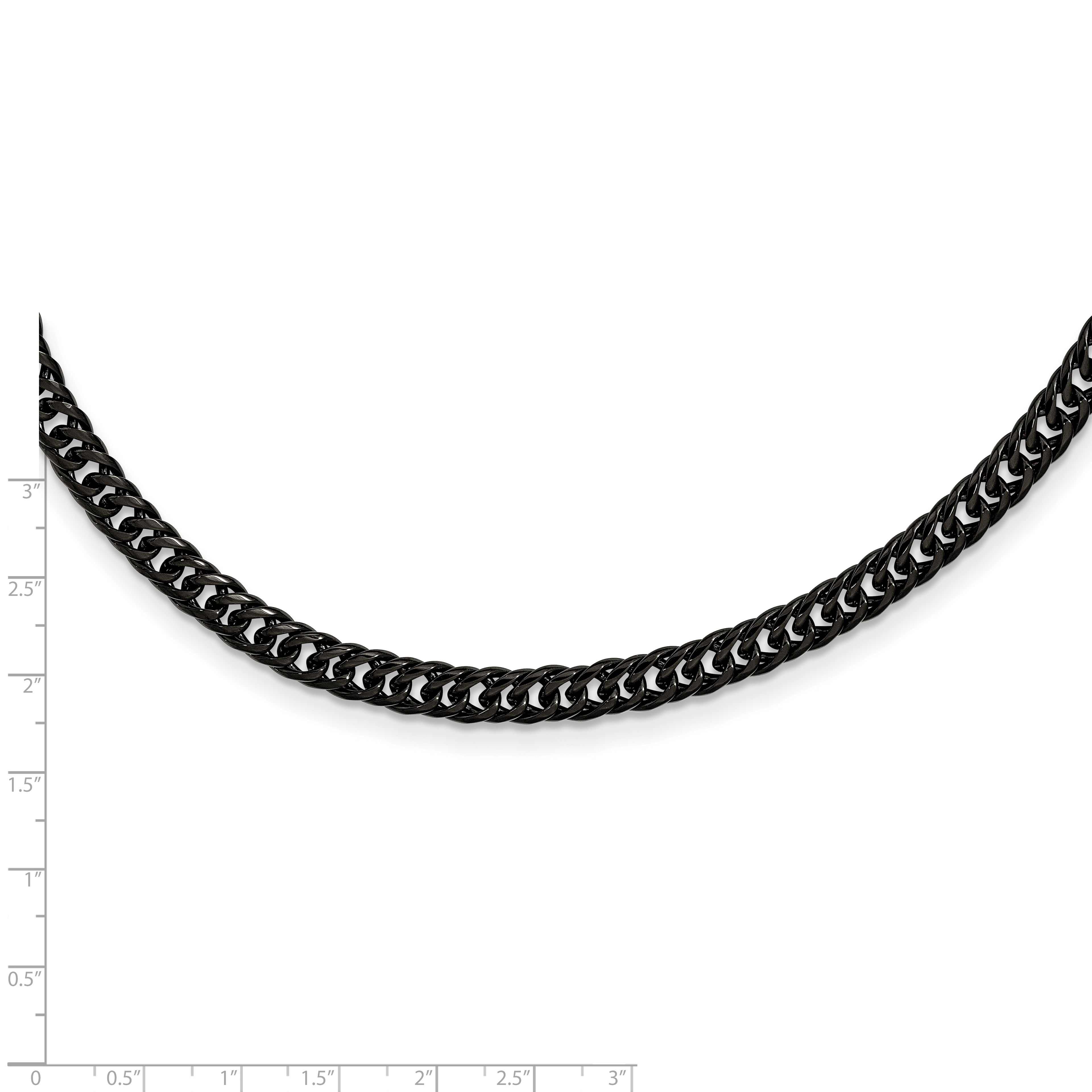 Chisel Stainless Steel Polished Black IP-plated 24 inch Double Curb Chain Necklace