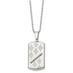 Black CZ Dog Tag Necklace in Stainless Steel