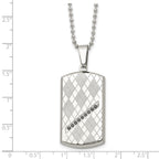 Black CZ Dog Tag Necklace in Stainless Steel