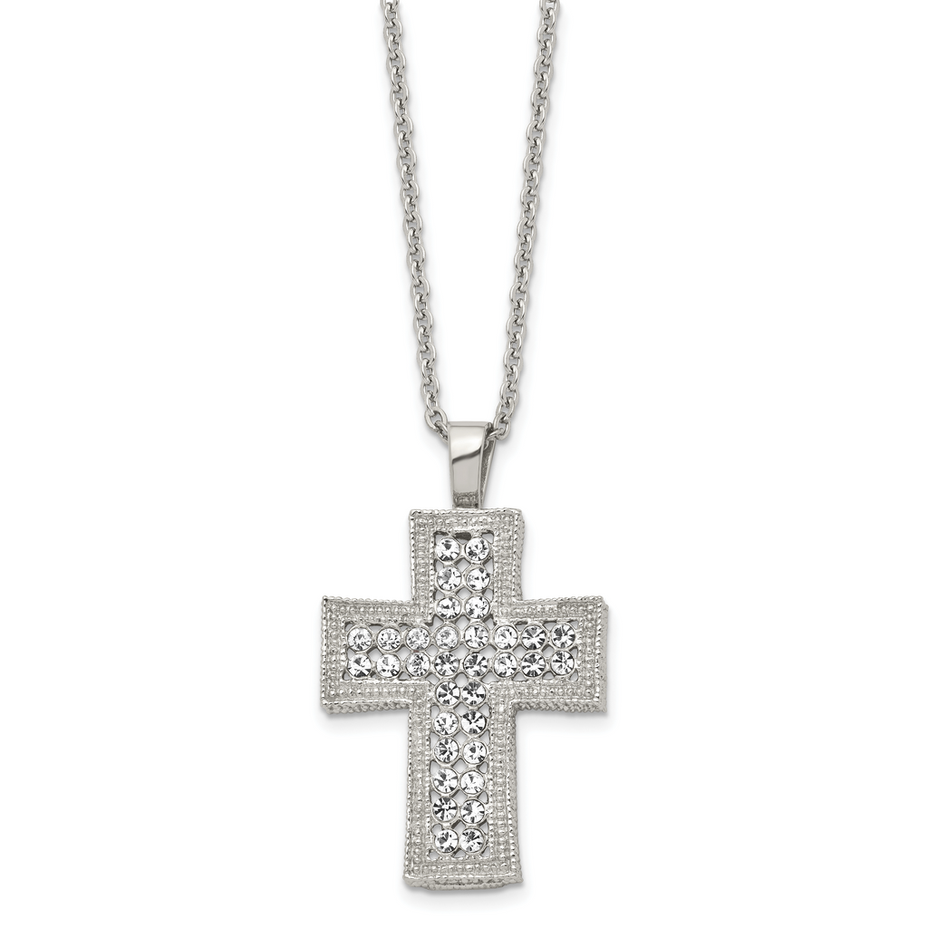 Crystal Cross Necklace in Stainless Steel