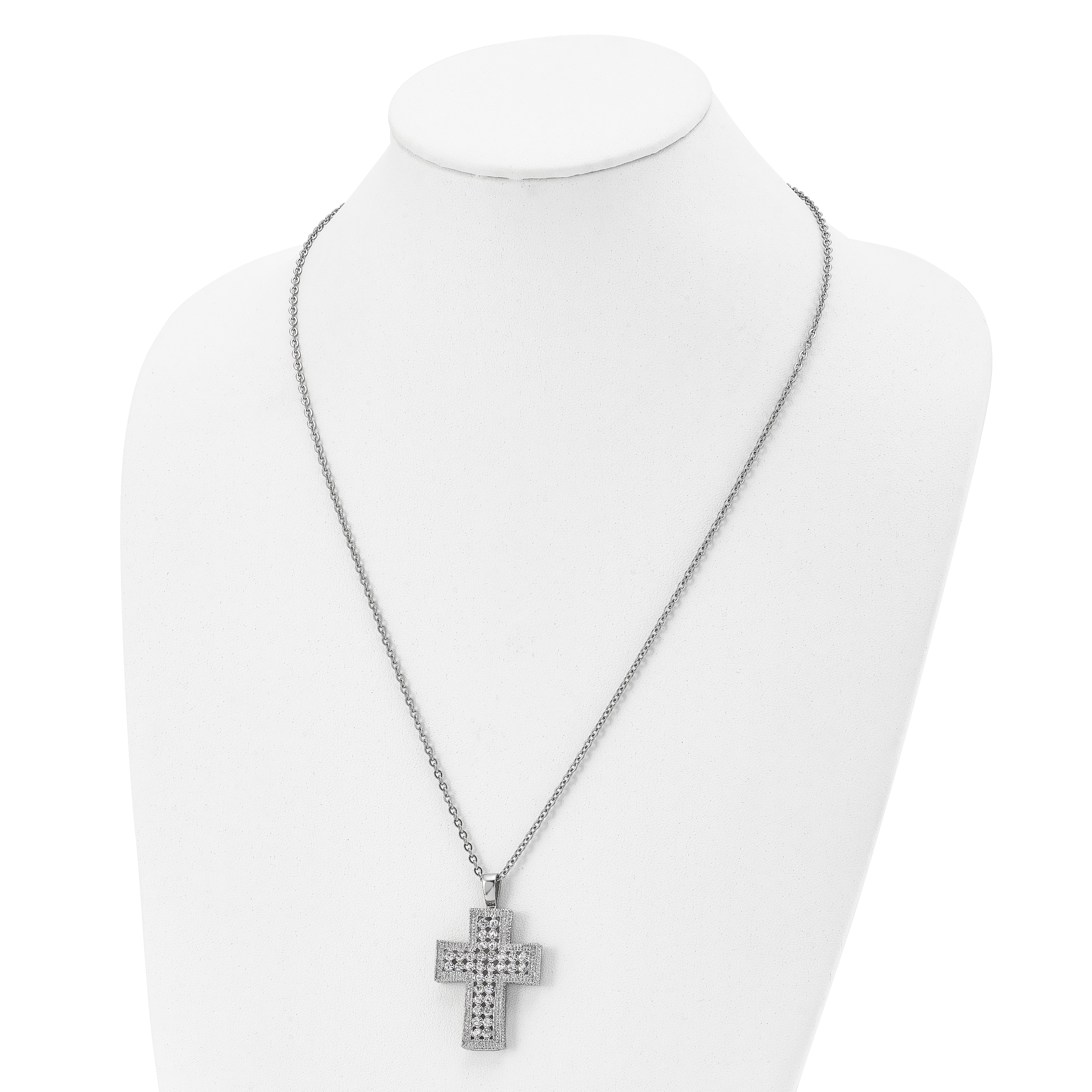 Crystal Cross Necklace in Stainless Steel