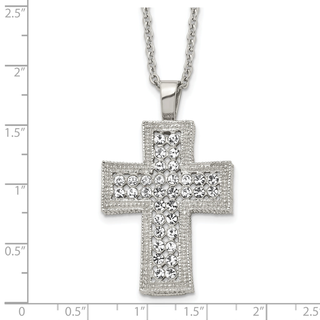 Crystal Cross Necklace in Stainless Steel