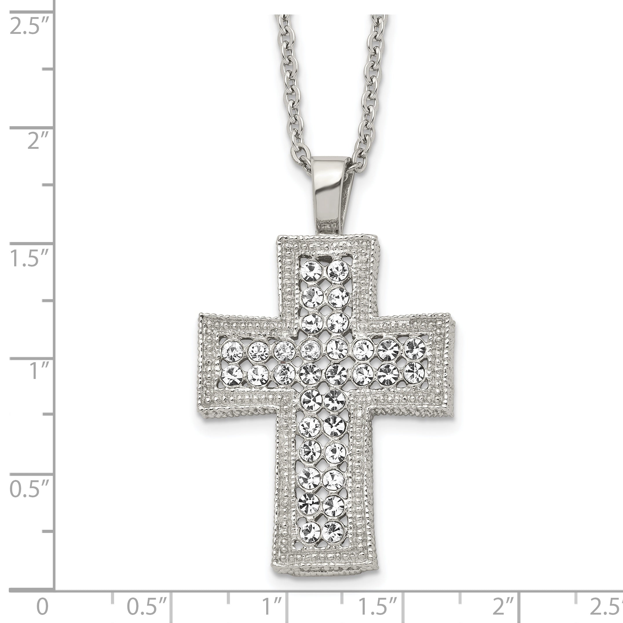 Crystal Cross Necklace in Stainless Steel