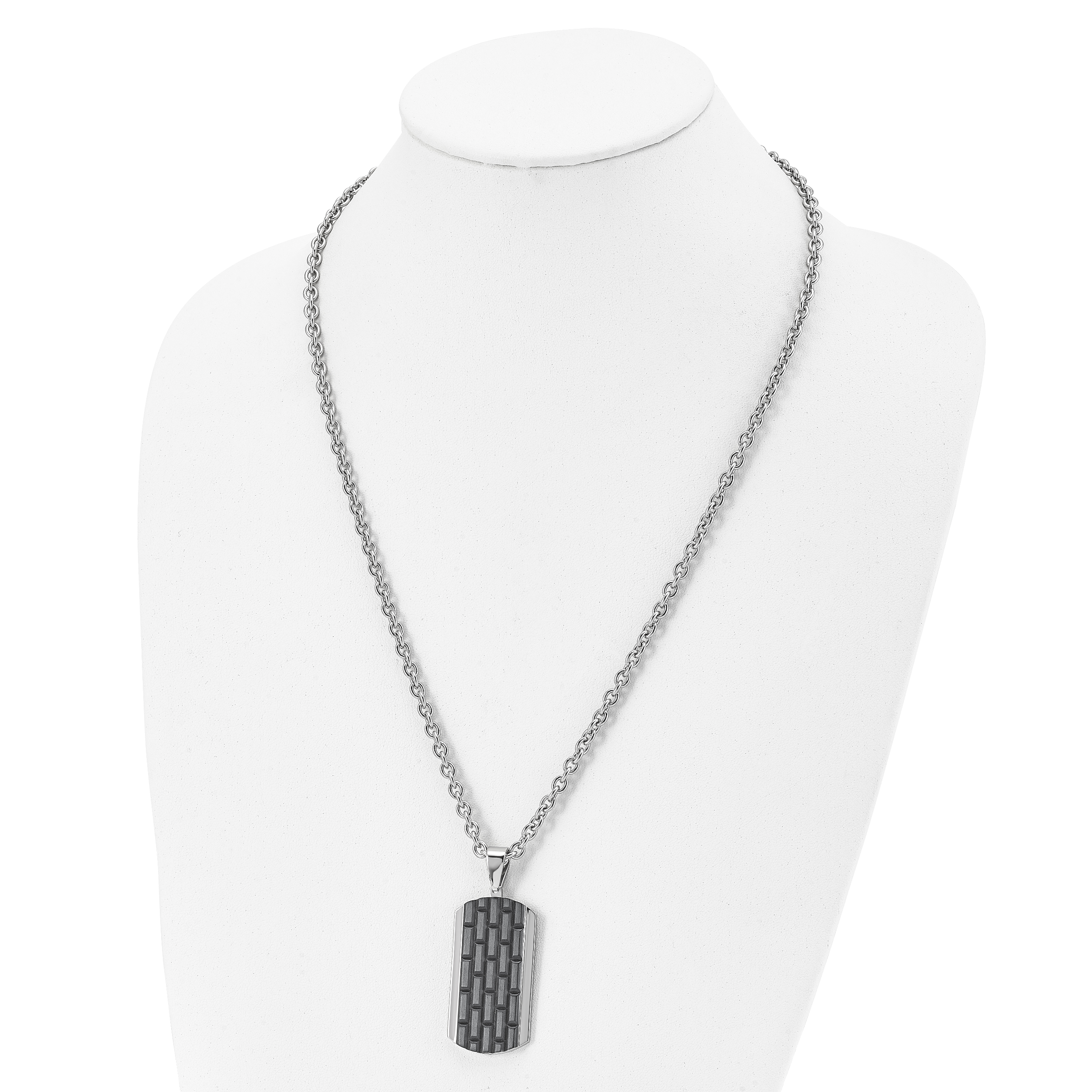 Black IP-Plated Dog Tag Necklace in Stainless Steel
