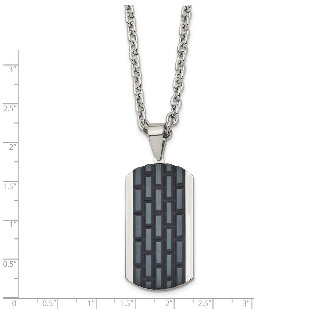 Black IP-Plated Dog Tag Necklace in Stainless Steel